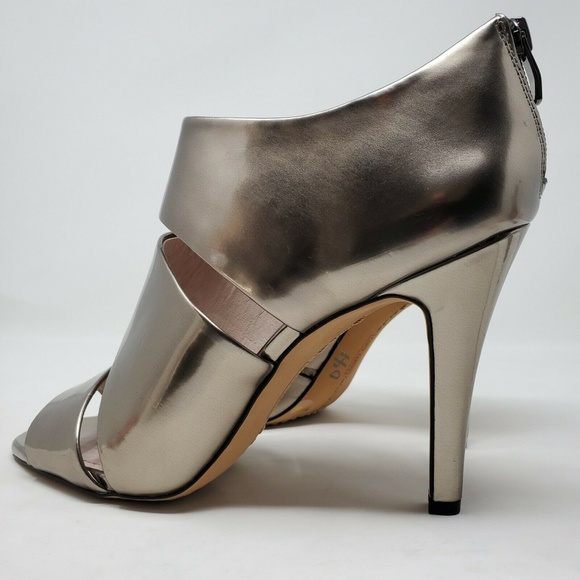 Vince Camuto Karmi Peep Toe Silver Leather Booties - Picture 5 of 11